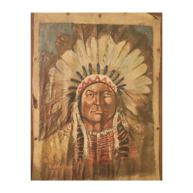 Sitting Bull Indian Chief Wood Wall Art (Front)