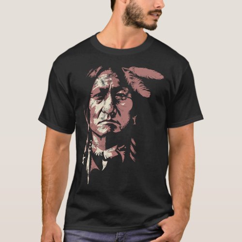 sitting bull native american chief indian warrior  T_Shirt