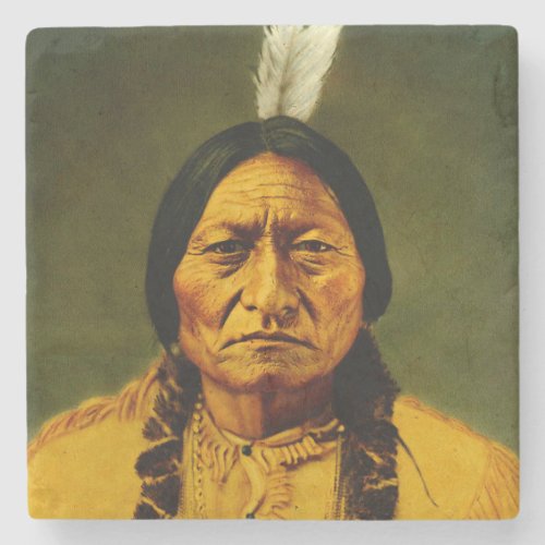 Sitting Bull Native American First Nations Chief Stone Coaster