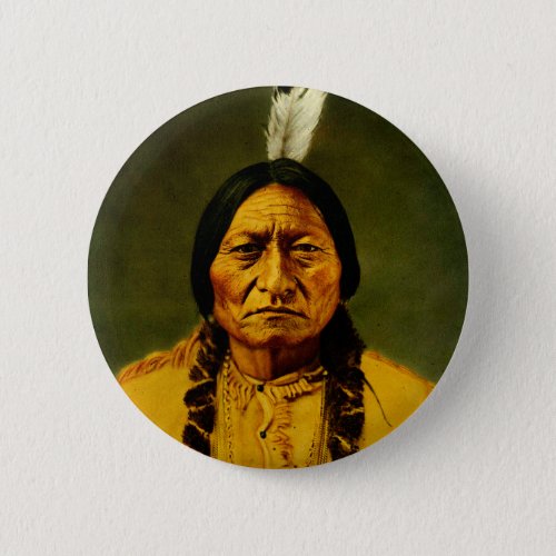 Sitting Bull Native American Indian Chief Pinback Button