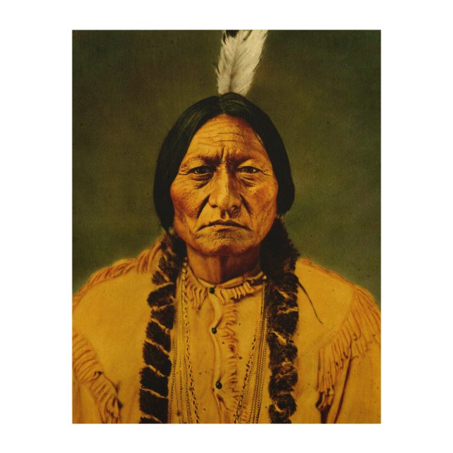 Sitting Bull Native American Indigenous Chief Wood Wall Art (Front)