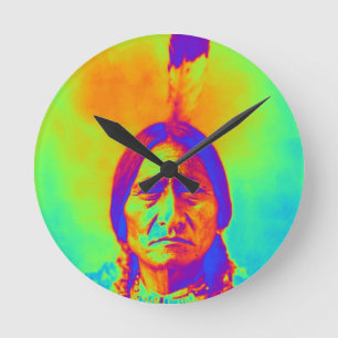 Sitting Bull Round Clock