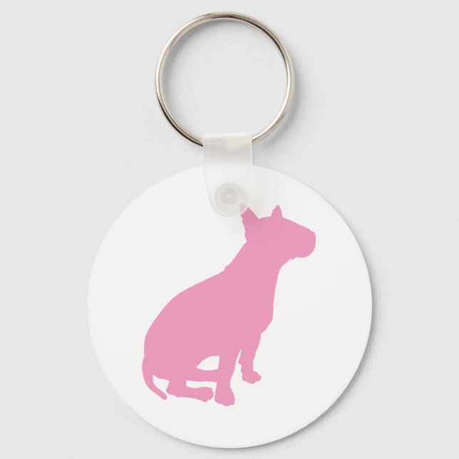 Sitting Bull Terrier (pink) Keychain (Front)