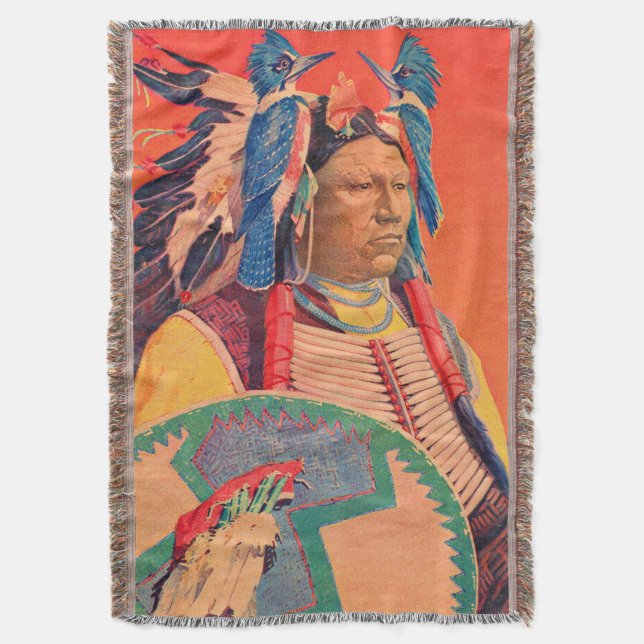  Sitting Bull Throw Blanket (Front Vertical)