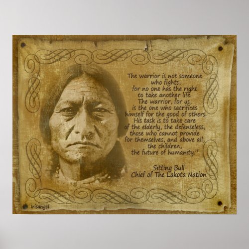 Sitting Bull Warrior quote Rustic print