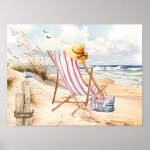 Sitting by the Sea Beach Monogram Poster