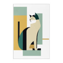 Sitting Cat Art Deco - Minimalist illustration