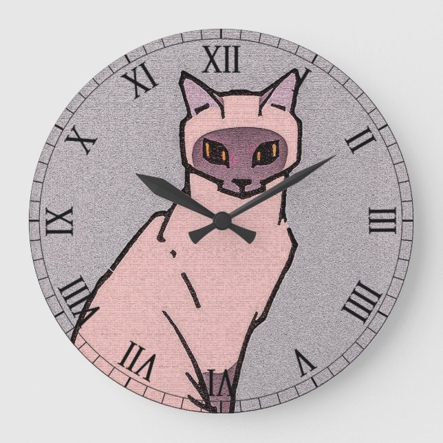 Sitting cat  by Julie de Graag Large Clock (Front)