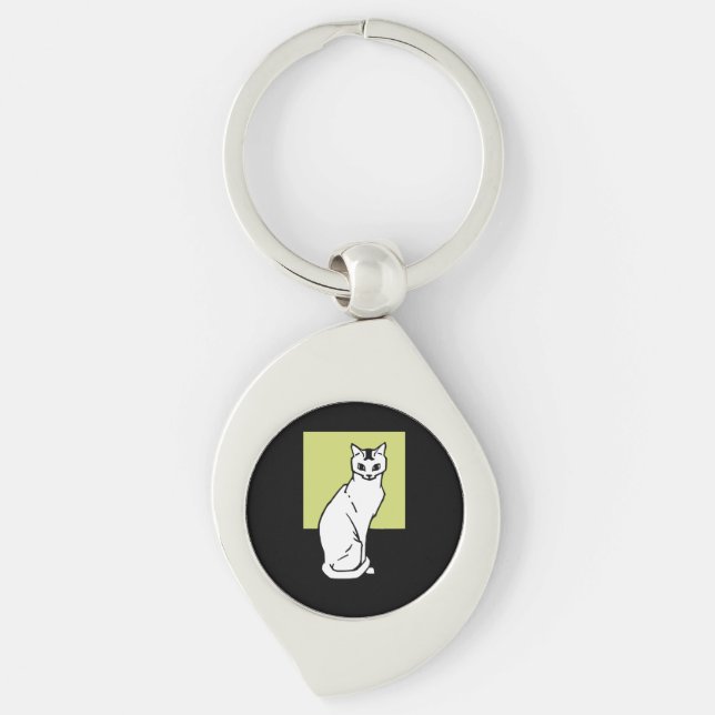 Sitting Cat Julie de Graag Art Nouveau Keychain (Front)