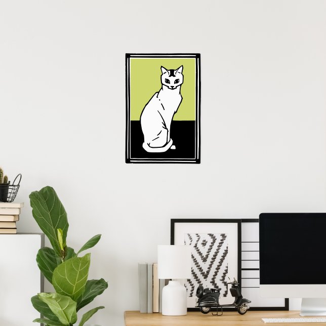 Sitting Cat Julie de Graag Art Nouveau Poster (Home Office)