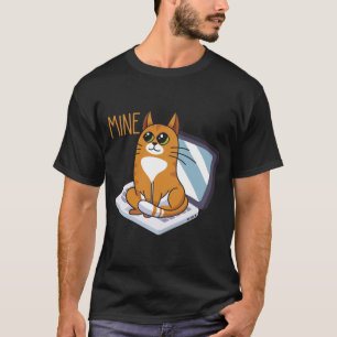 Sitting Cat on Computer Funny Home Office Kitty T-Shirt