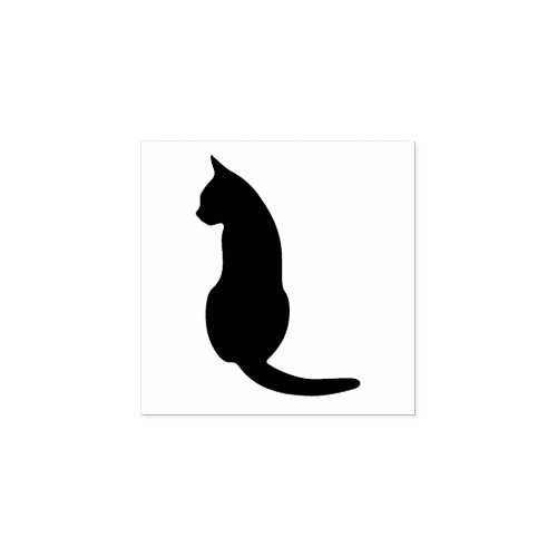 Sitting cat silhouette rubber stamp