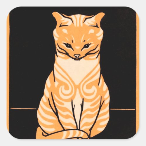 Sitting Cat Square Sticker