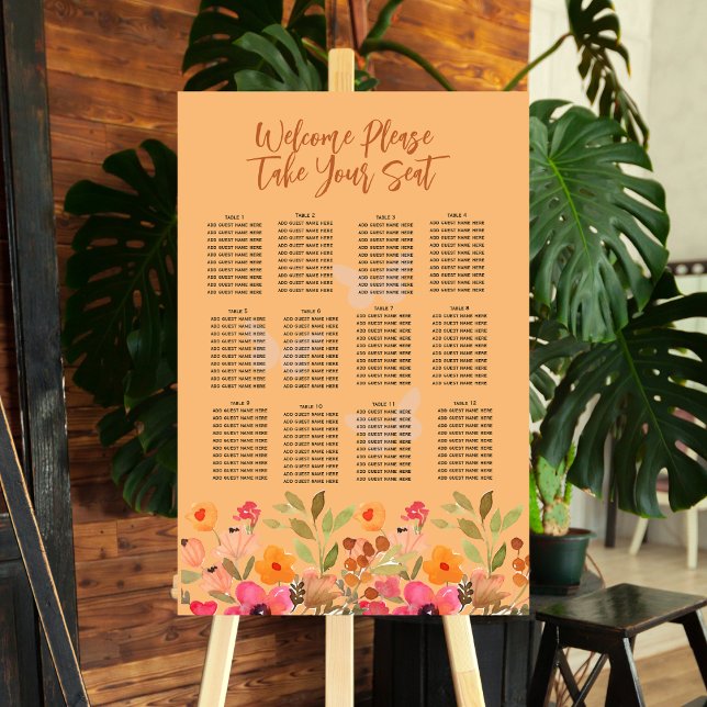 Sitting Chart Peach Pink Garden Flowers Foam Board (Creator Uploaded)
