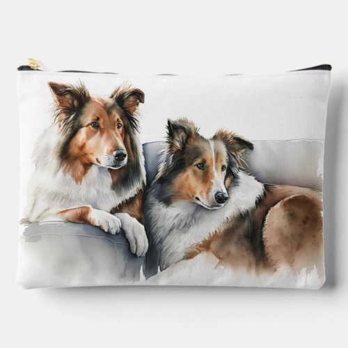 Sitting Collie Dogs Accessory Pouch