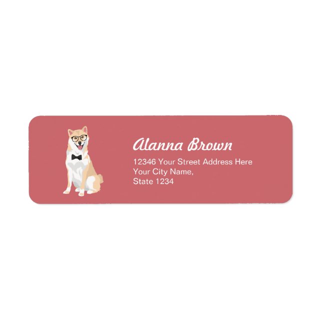 Sitting Cool Hipster Shiba Inu for Dog Lovers Label (Front)