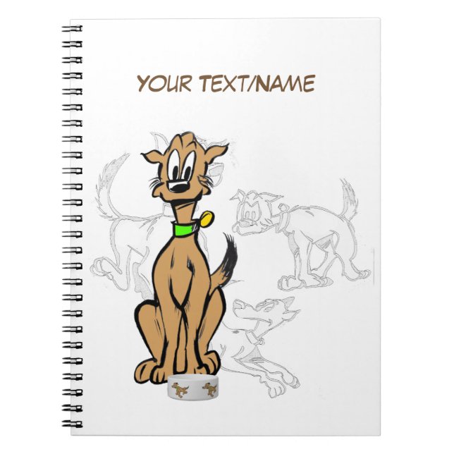 Sitting Dog Cartoon Customizable Sketch Notebook (Front)