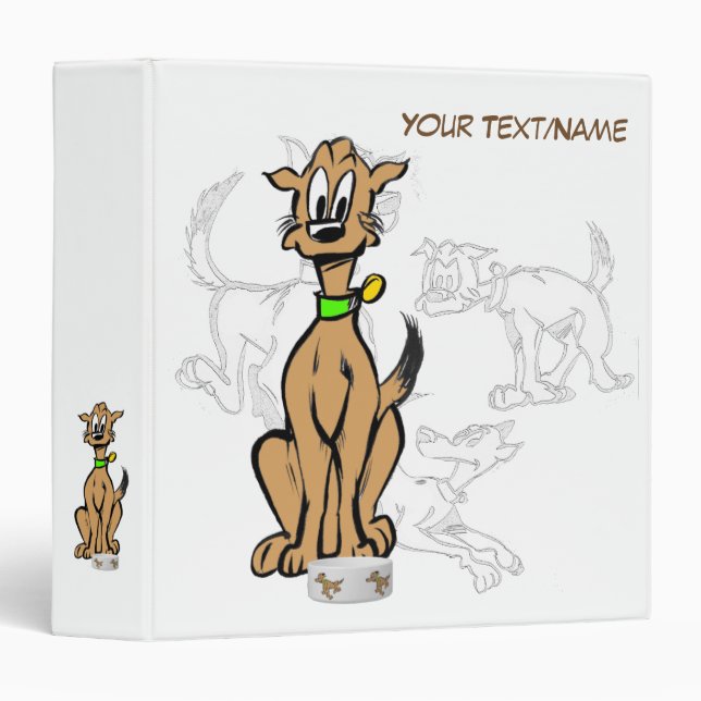 Sitting Dog Cartoons Customizable Binder (Front/Spine)