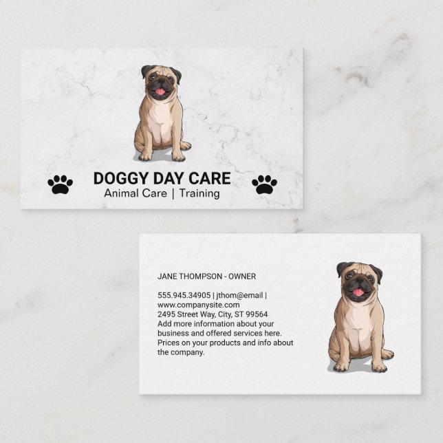 Sitting Dog | Dog Paws Business Card (Front/Back)