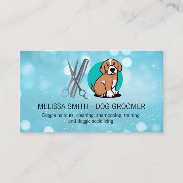 Sitting Dog | Grooming Tools Business Card (Front)
