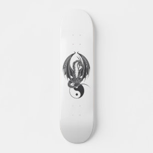Sitting dragon on Yin Yang Skateboard Deck