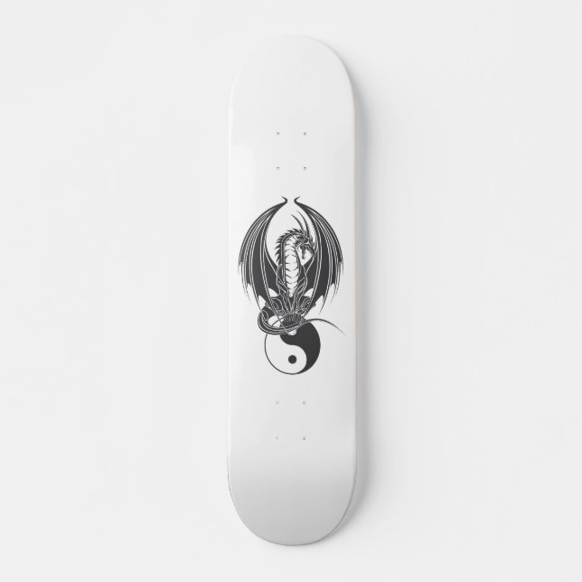 Sitting dragon on Yin Yang Skateboard Deck (Front)
