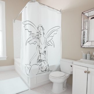 Sitting Fairy with Wings Shower Curtain