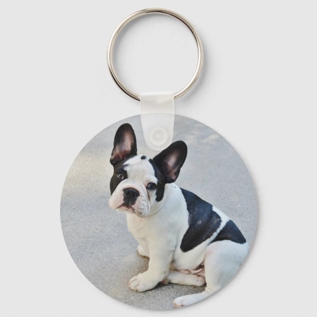 sitting french bulldog keychain (Front)