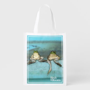 Sitting Frogs Grocery Bag by birdsandblooms at Zazzle