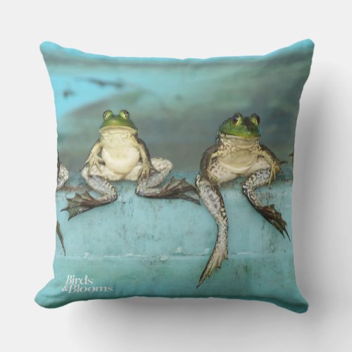 Sitting Frogs Throw Pillow