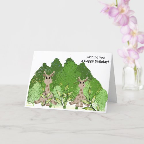 Sitting Giraffe Birthday Wishes Card