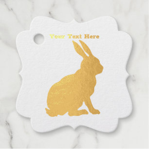 Sitting Gold Foil Rabbit Side Profile Big Ears Favor Tags