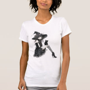 Sitting Gothic Witch – Witchcore Dark Elegance T-Shirt