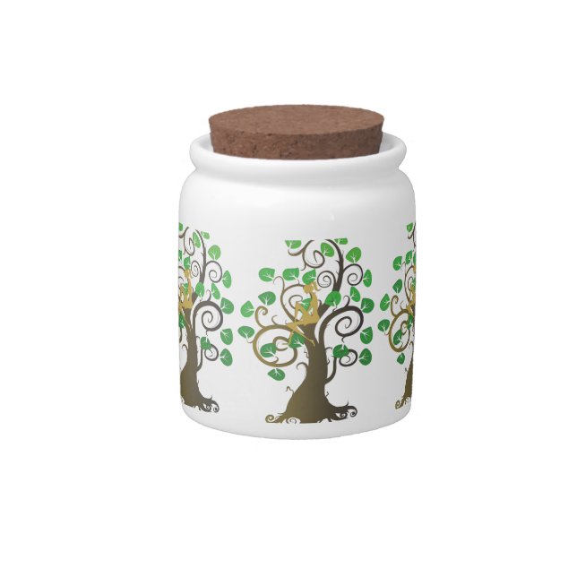 Sitting in Tree Candy Jar (Front)