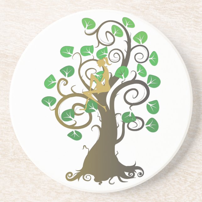 Sitting in Tree Drink Coaster (Front)