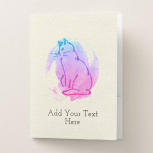 Sitting Kitty - Beautiful Watercolor Blend Custom Pocket Folder