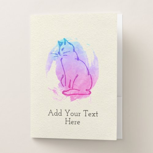Sitting Kitty _ Beautiful Watercolor Blend Custom Pocket Folder