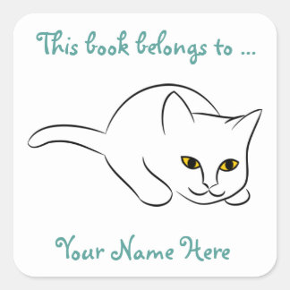 Sitting Kitty Customizable Bookplate Stickers