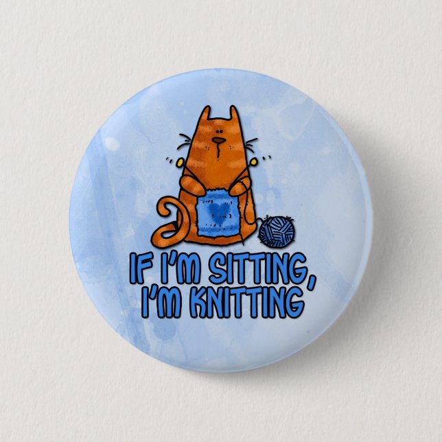 sitting knitting button (Front)