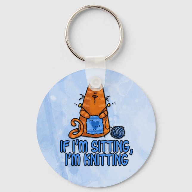 sitting knitting keychain (Front)