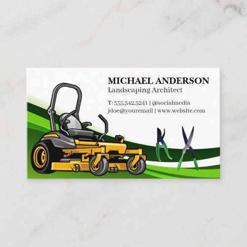 Sitting Lawn Mower  Gardening Tools Business Card