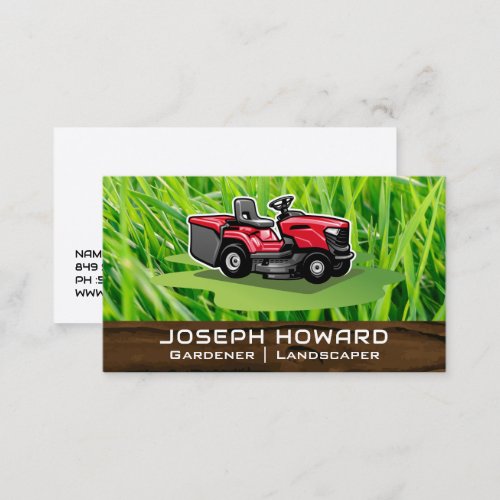 Sitting Lawn Mower  Grass Business Card