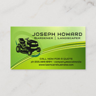 Sitting Lawn Mower   Green Background Business Card