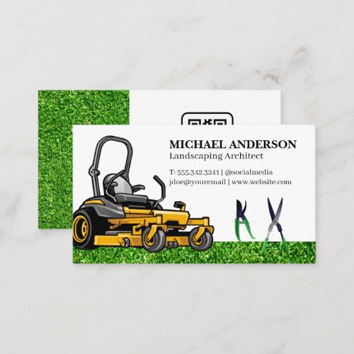 Sitting Lawn Mower  Hedge Trimmers  Grass Business Card