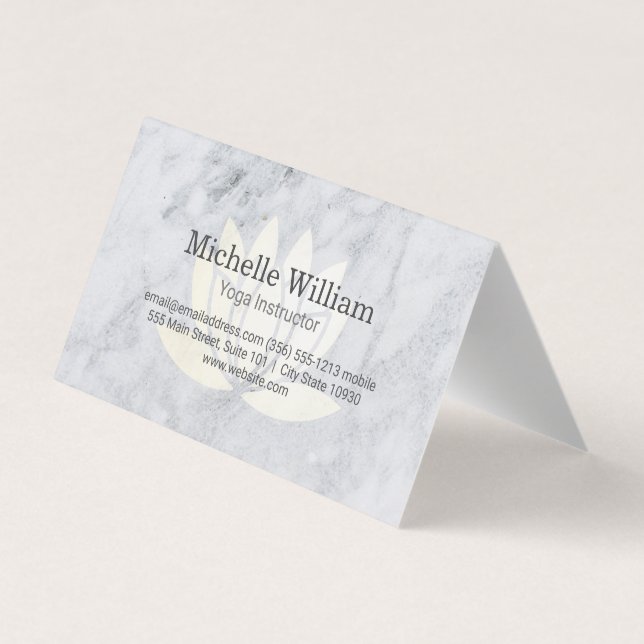 Sitting Lotus Mandala and Marble Business Card (Back)