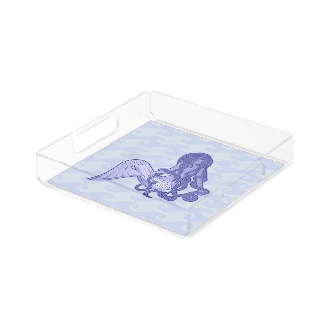 Sitting Mermaid Blue Acrylic Tray (Angled)