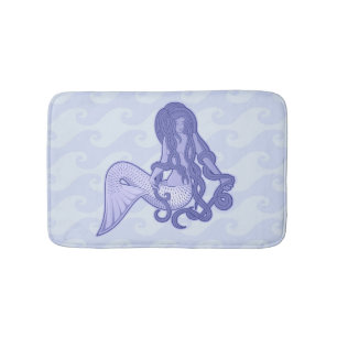 Sitting Mermaid Blue Bathroom Mat