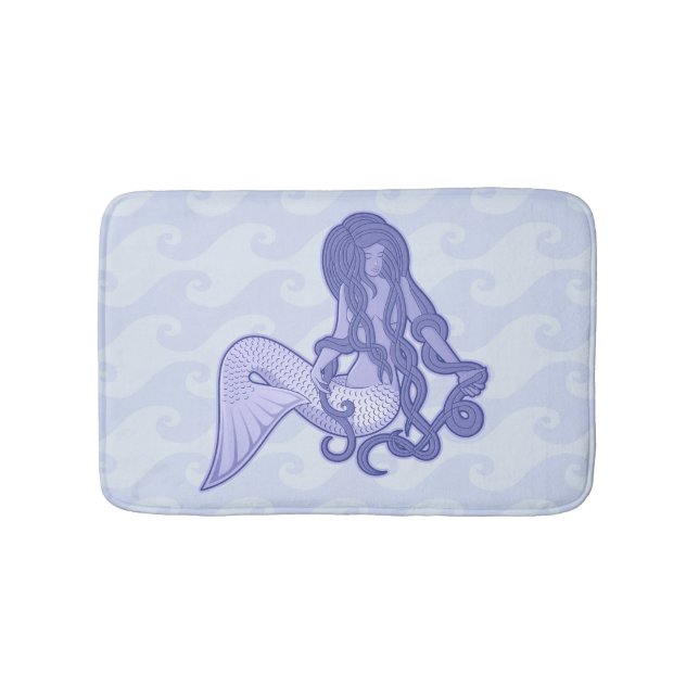 Sitting Mermaid Blue Bathroom Mat (Front)