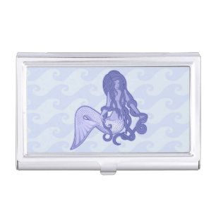 Sitting Mermaid Blue Business Card Holder