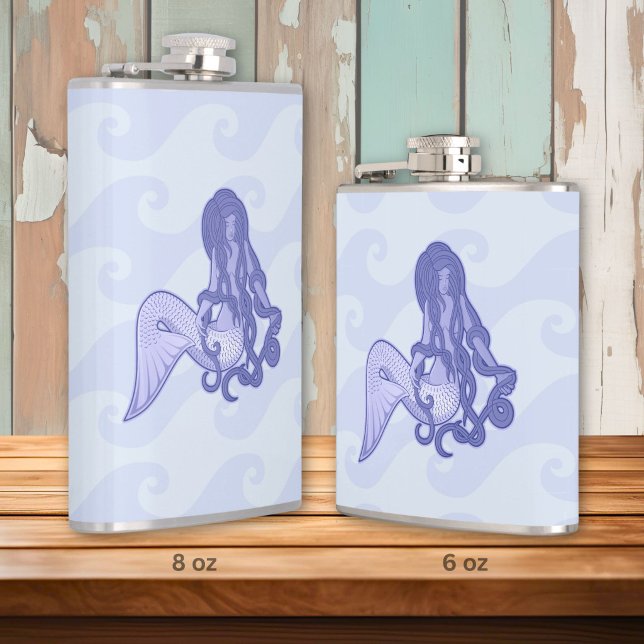 Sitting Mermaid Blue Hip Flask (Creator Uploaded)